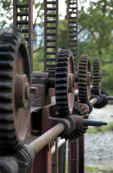 cog-wheel on a little dam in Sabinov, Slovakia