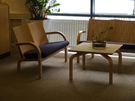 Modern style office hospital waiting room corner reception