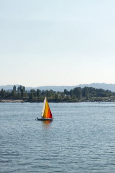 Colorful Sailboat on the Columbia River in Summer