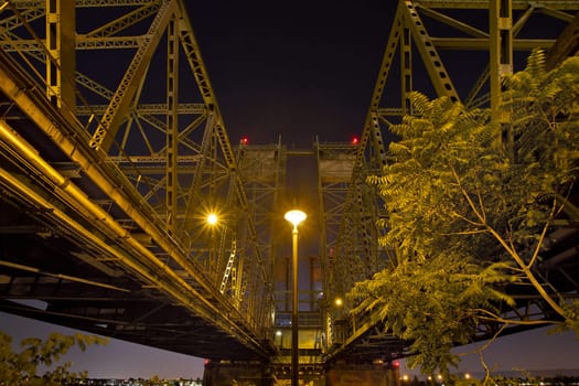 Under the Columbia River Corssing I-5 Interstate Bridge at Night