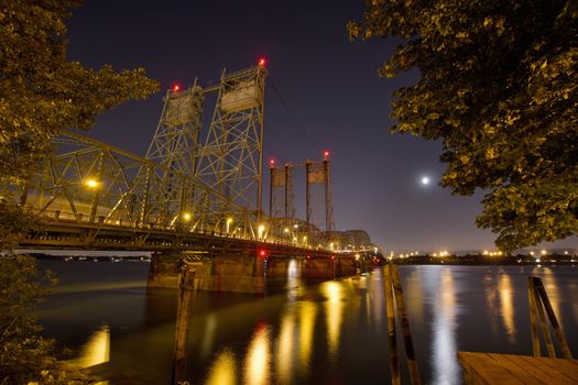 Columbia River Crossing I-5 Interstate Bridge at Night