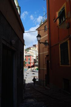 The city of Genoa with its palace, skyscraper and the acient quarter of Boccadasse