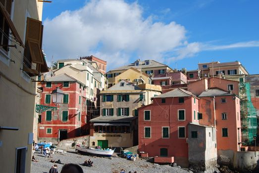 The city of Genoa with its palace, skyscraper and the acient quarter of Boccadasse