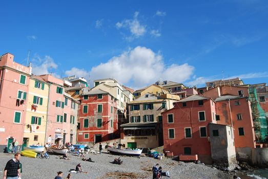 The city of Genoa with its palace, skyscraper and the acient quarter of Boccadasse