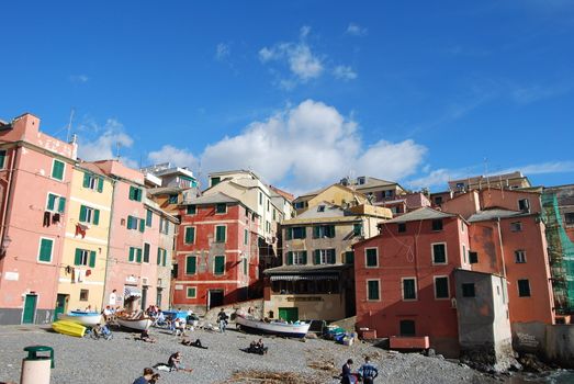 The city of Genoa with its palace, skyscraper and the acient quarter of Boccadasse