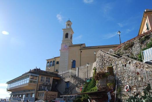 The city of Genoa with its palace, skyscraper and the acient quarter of Boccadasse