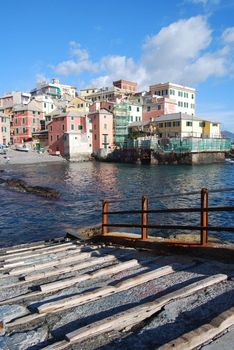 The city of Genoa with its palace, skyscraper and the acient quarter of Boccadasse