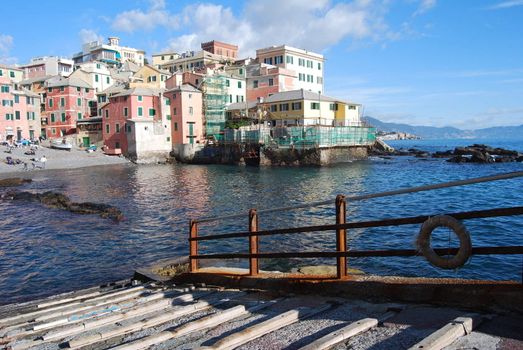 The city of Genoa with its palace, skyscraper and the acient quarter of Boccadasse