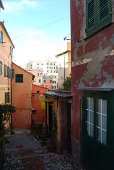 The city of Genoa with its palace, skyscraper and the acient quarter of Boccadasse