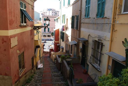 The city of Genoa with its palace, skyscraper and the acient quarter of Boccadasse