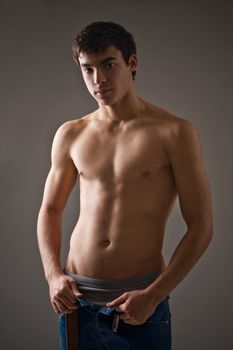 portrait of a shirtless young man