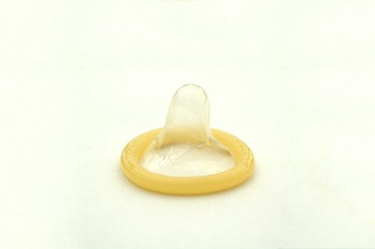 Natural Condom on White Background