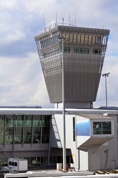 Air traffic control tower at international airport.
