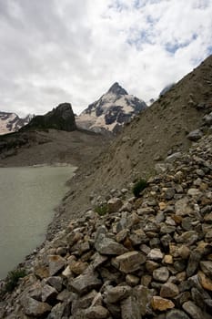 Mountain lake. Caucasus mountains, summer