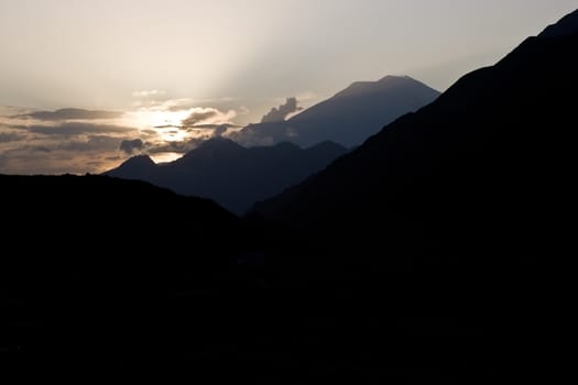 Sunset in Caucas Mountains