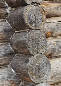 Close up of corner of old wooden house