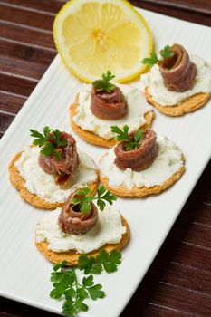 Canapes with anchovy 