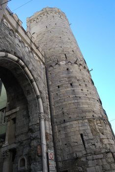 The city of Genoa with its palace, skyscraper and the acient quarter 