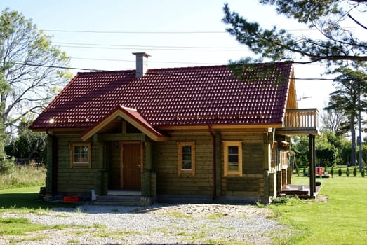 Modern house with a porch made of wood  