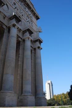 The city of Genoa with its palace, skyscraper and the acient quarter 