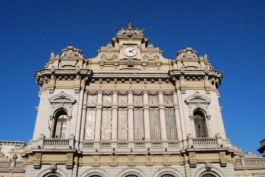 The city of Genoa with its palace, skyscraper and the acient quarter 