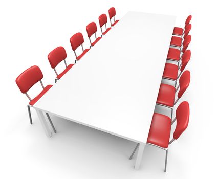 White conference table. 3D rendered illustration