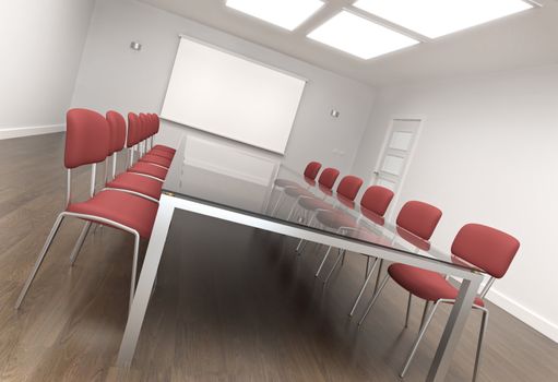 Empty board room. 3D render.