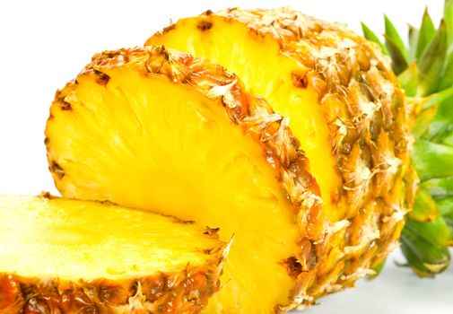 Fresh slice pineapple isolated over white background.