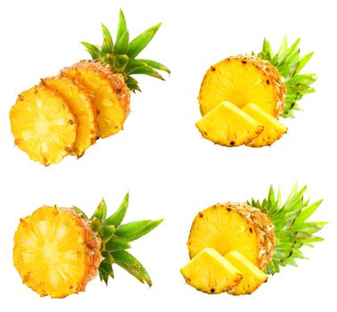 Fresh slice pineapple isolated over white background.
