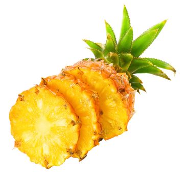 Fresh slice pineapple isolated over white background.