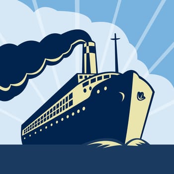  illustration of an Ocean liner boat ship at sea