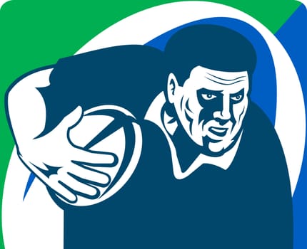 illustration of a rugby player running with ball