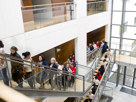 Large group of people waiting in line