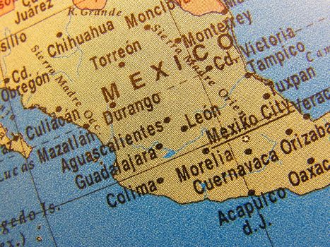Mexico by a globe