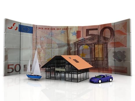 house  car boat and euro