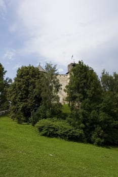 Beautiful view of the old castle located on the shores of Lake