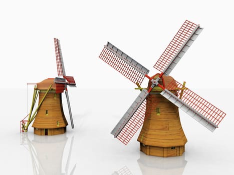 two  windmill on a white background