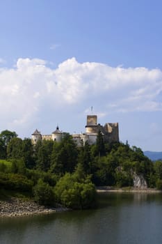 Beautiful view of the old castle located on the shores of Lake