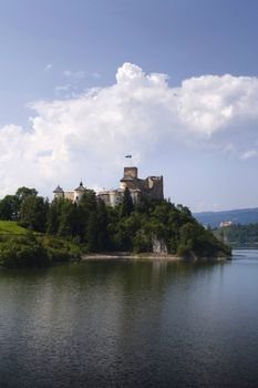 Beautiful view of the old castle located on the shores of Lake