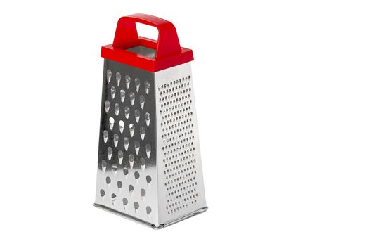 The metal grater with  handle, isolated on a white background.