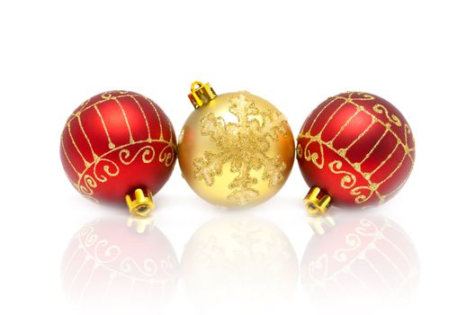 Christmas decorations - balls on a white background with flippy and space for text