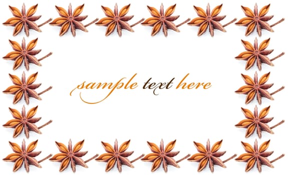 Frame from anise on white background with saple text