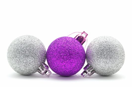 Sparkle christmas baubles isolated on white