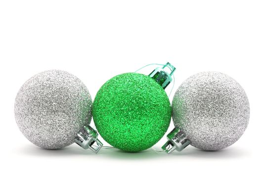 Sparkle christmas baubles isolated on white