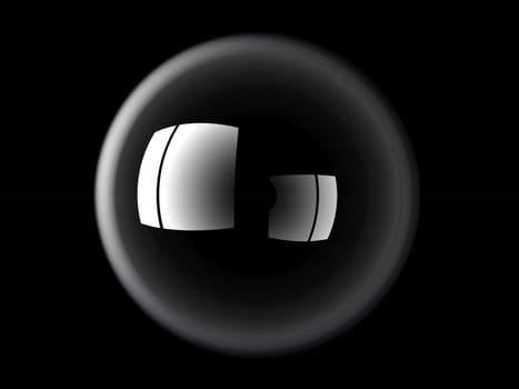 a  glass ball on a black background