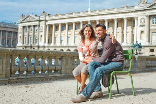 Young Pretty young couple relaxing in Paris