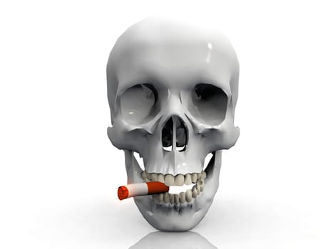 a skull  smoking a cigarette