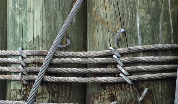 Wooden dock piers shown up close