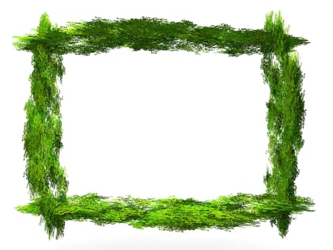 a big green frame with foliage