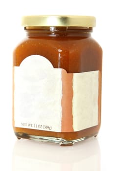 Jar of pumpkin spice spread with blank label for text.